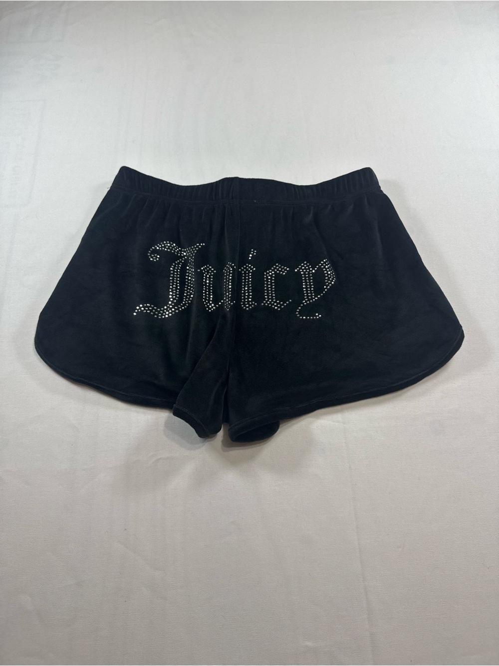 Black Juicy Couture Velour Rhinestone Sleepwear Shorts Y2K Juicy Couture Shorts